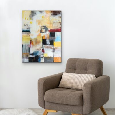 Abstrakt maleri "Krøllede tanker" 60x80