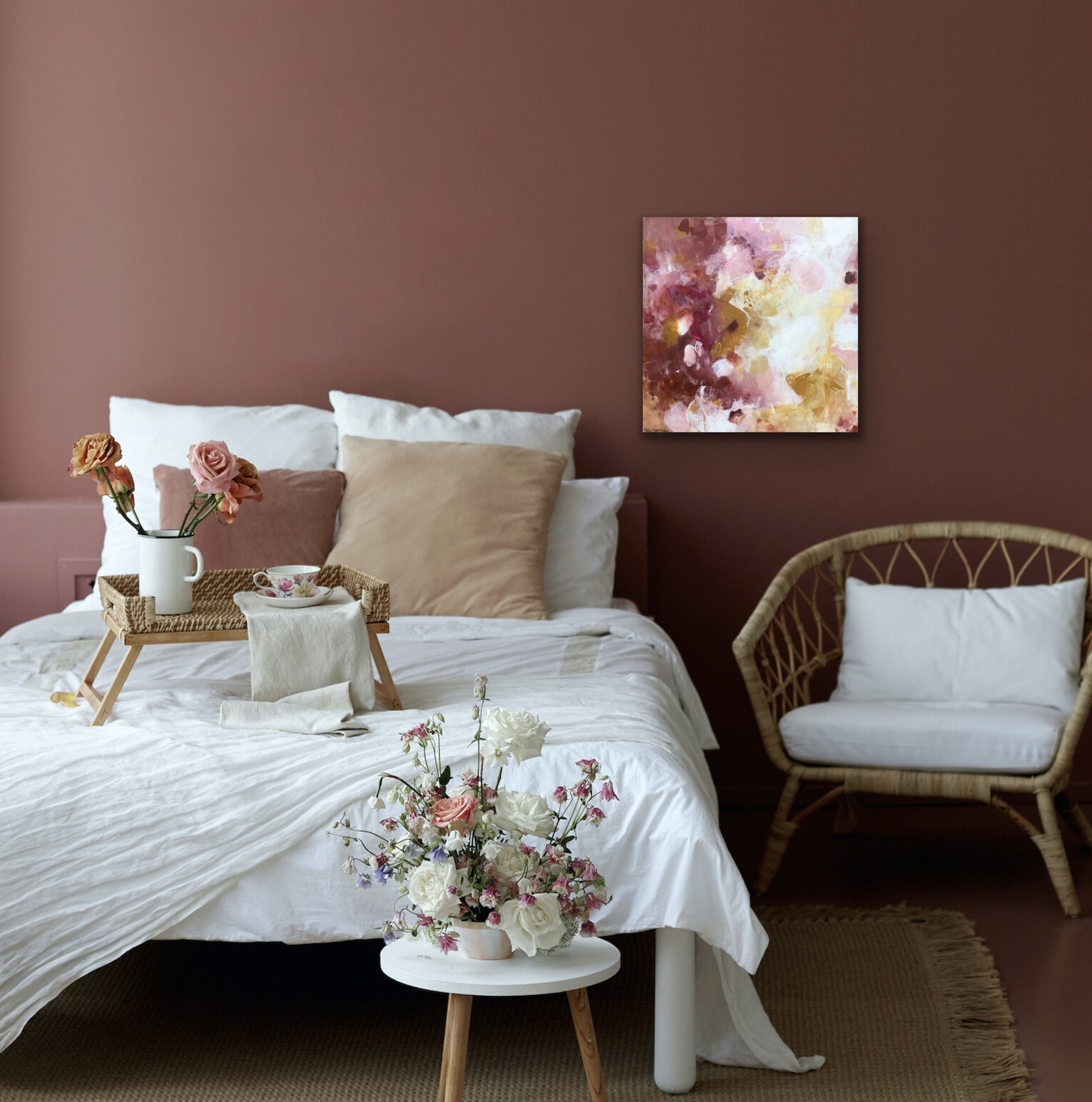 Abstrakt maleri "Feminine touch" 40x40