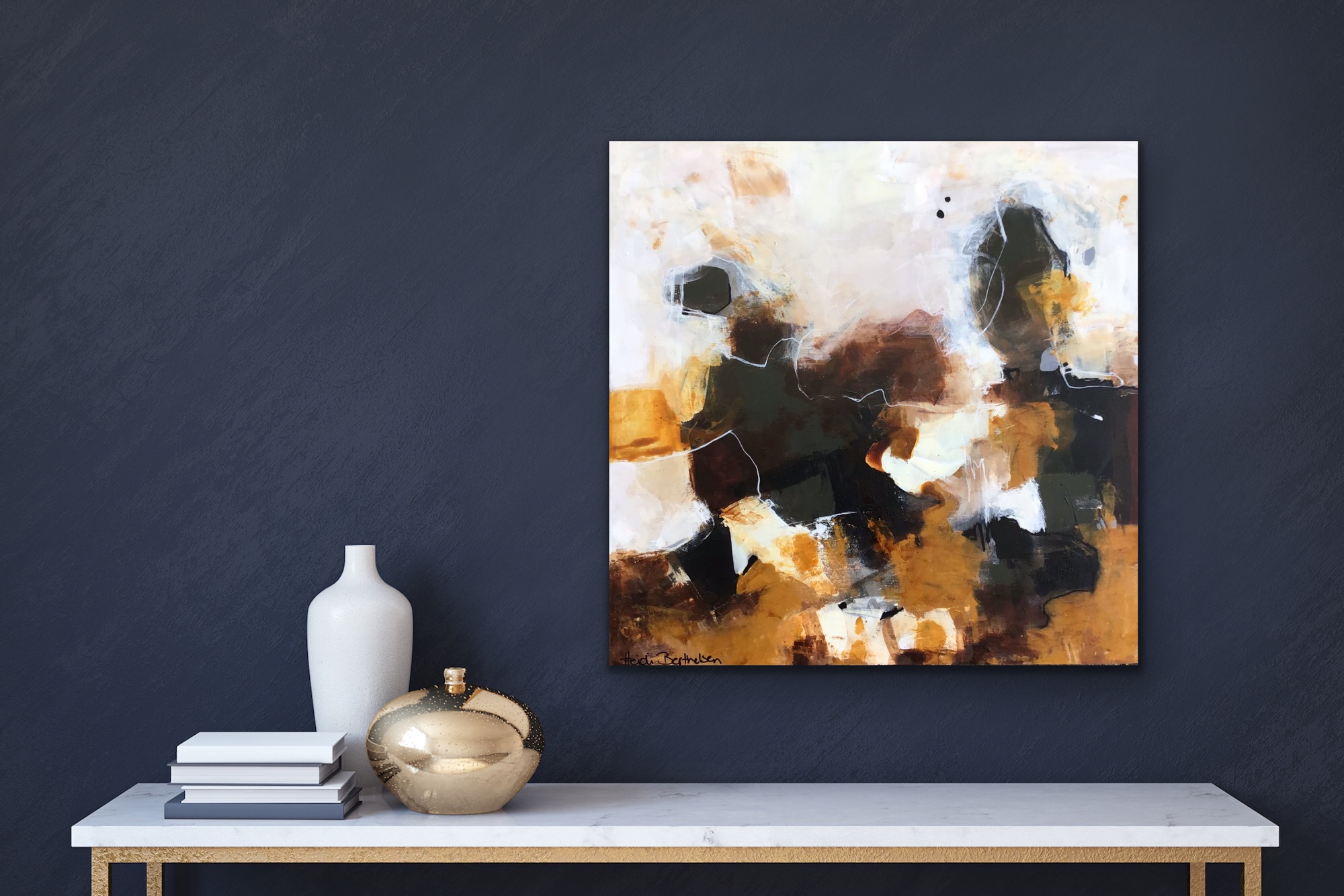 Abstrakt maleri "Mit sted" 30x30