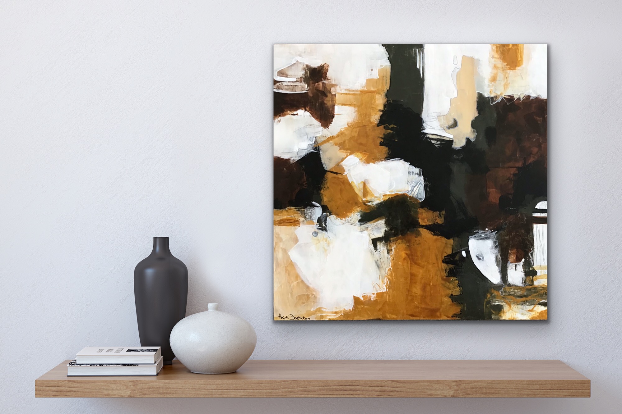 Abstrakt maleri "Gylden tid" 40x40