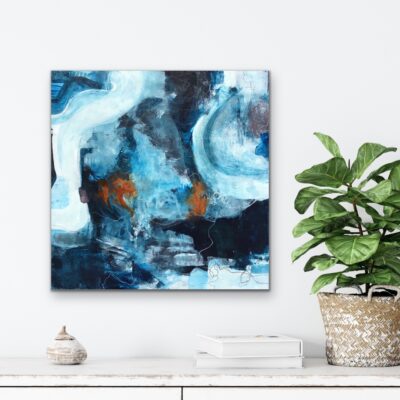 Abstrakt maleri "Ild dansen på isen" 30x30