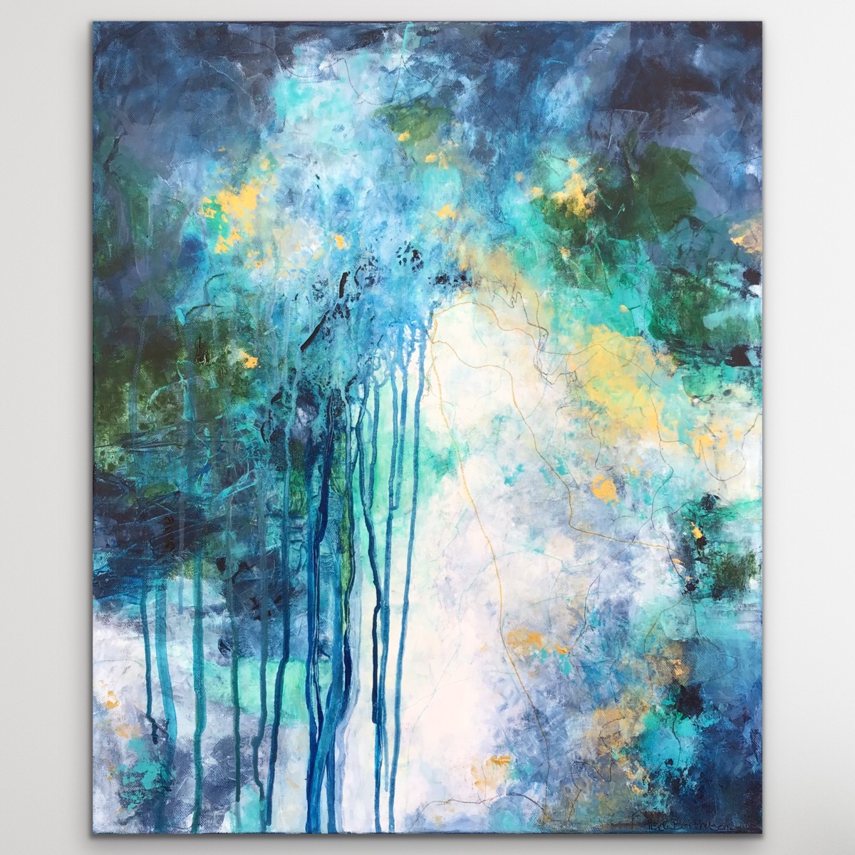 Abstrakt maleri "Sirlige strenge" 50x60