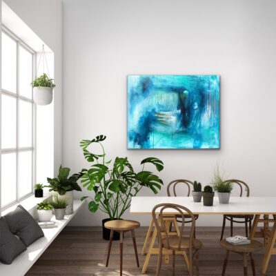 Abstrakt maleri "Blue sense" 80x100