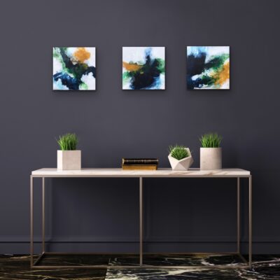 Abstrakt maleri "Astral" 30x30 sæt af 3 stk