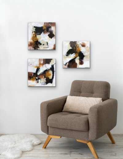 Abstrakt maleri "Memories" 3x 30x30