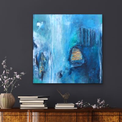 Abstrakt maleri "Golden Gate" 55x55