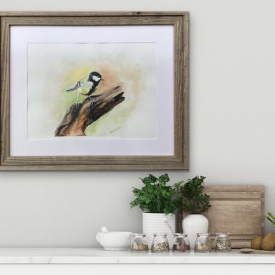 Akvarel maleri af en Musvit