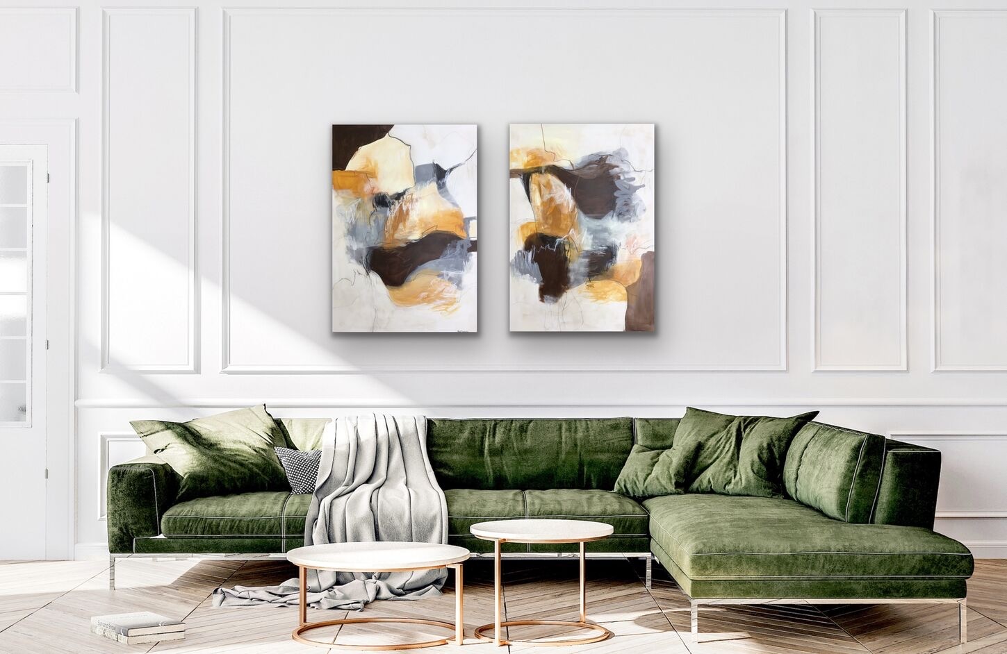 Gylden Reflektion 2 stk á 70x100 - Billede 3